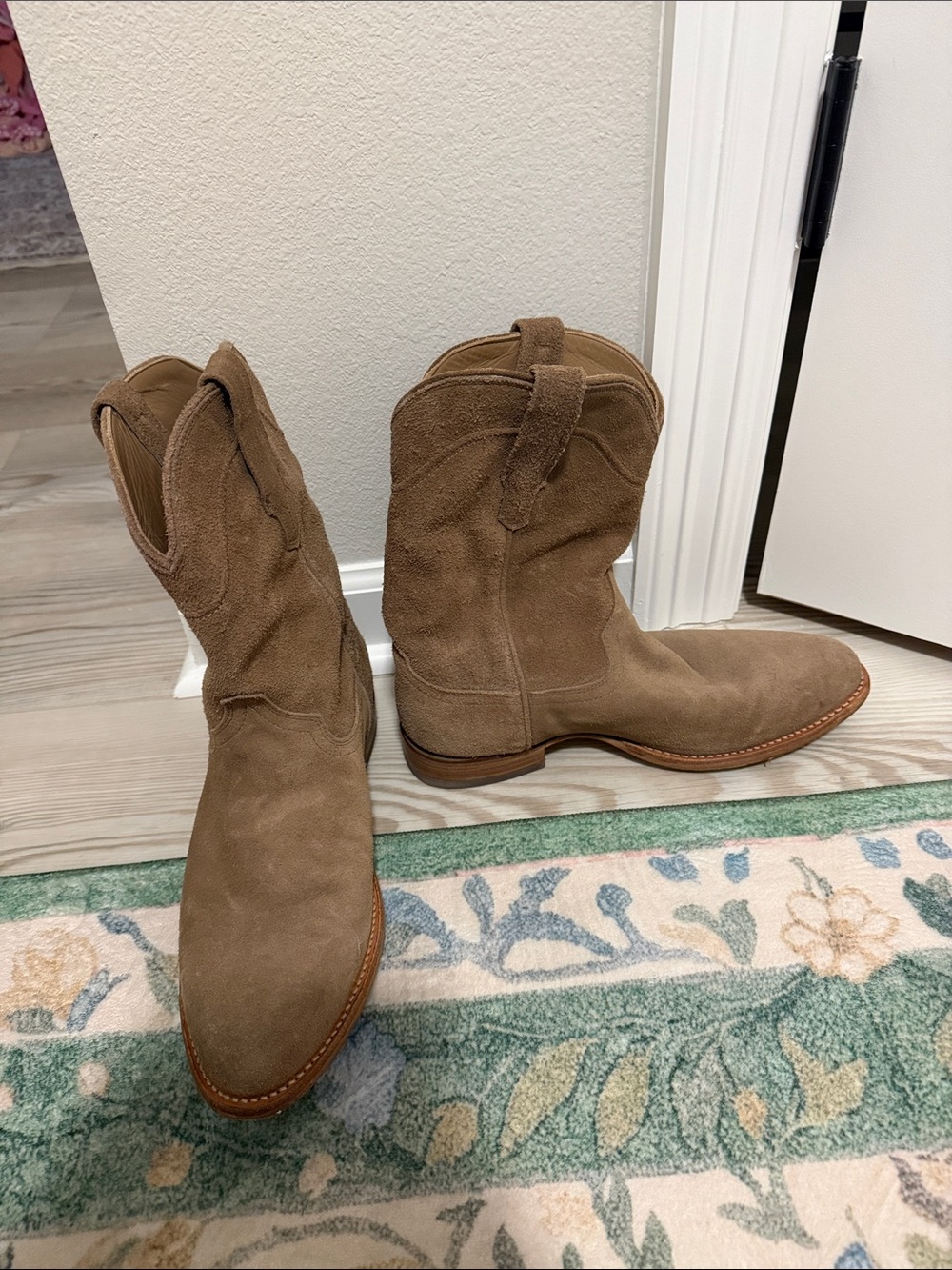 Men’s Suede Western Mid-Calf Boots in Brown